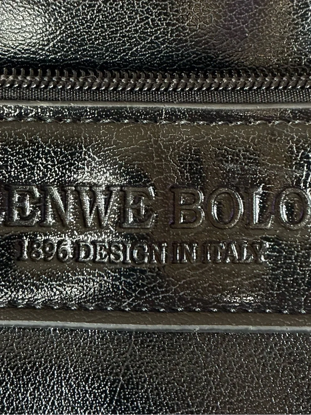 Lenwe Bolo Made in Italy Black Vegan Leather Messenger Crossbody